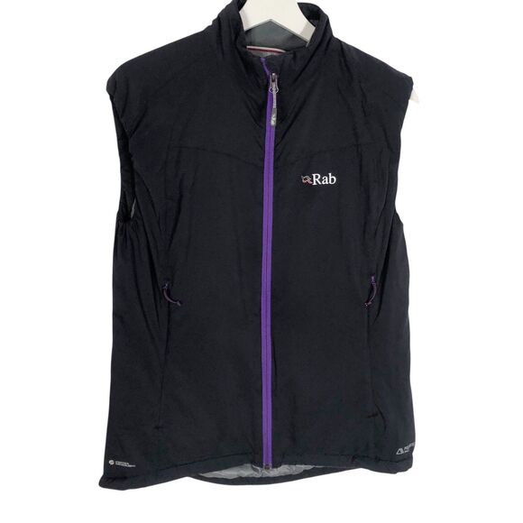 Rab Strata Vest Zip Jacket Womens US Medium Dark Gray Purple Pertex Microlight - Picture 1 of 12